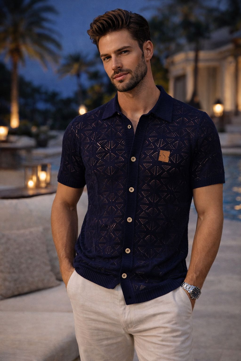 Camisa Tricot Modal Navy Éclipse