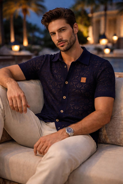 Camisa Tricot Modal Navy Éclipse